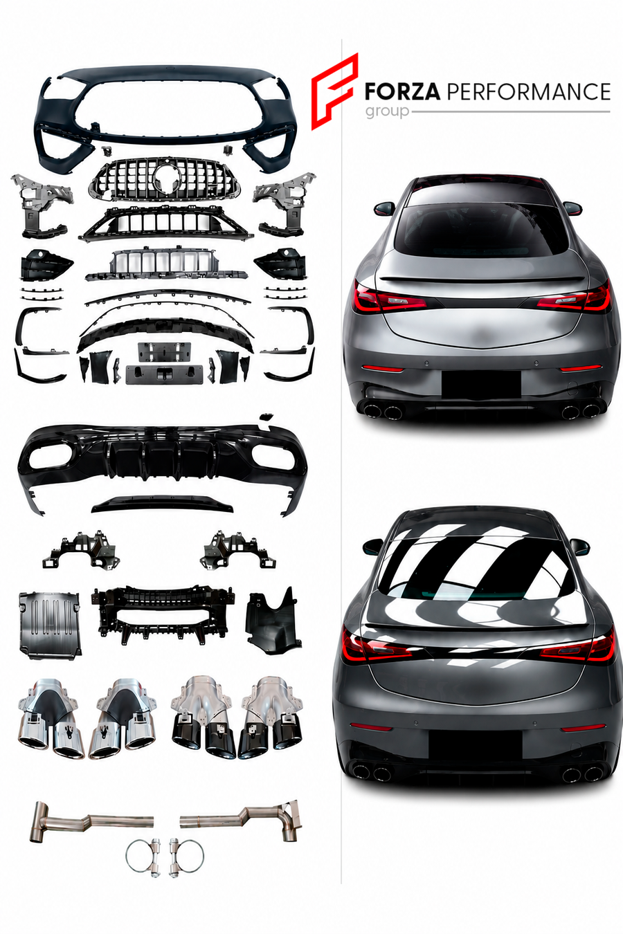 Buy Now CONVERSION BODY KIT for MERCEDES-BENZ CLE-Class C236 2024+ UPGRADE to AMG CLE 53 2024+ and upgrade car parts from SIR Tuning at the Best Price. Headlights, Tail lights, Bodykits, Navigations, Body Kit and more - Fast & Free Shipping within Europe, US & Worldwide.