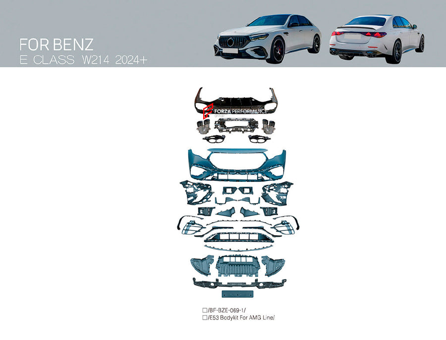 Buy Now CONVERSION BODY KIT for MERCEDES BENZ E CLASS W214 E350 E450 AMG LINE 2023+ UPGRADE to AMG W214 E53 2024+ and upgrade car parts from SIR Tuning at the Best Price. Headlights, Tail lights, Bodykits, Navigations, body kit and more - Fast & Free Shipping within Europe, US & Worldwide.