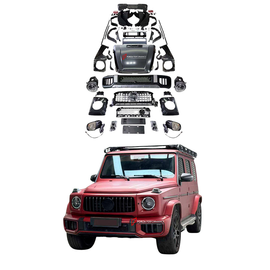 Buy Now CONVERSION BODY KIT for MERCEDES-BENZ G-CLASS G63 W463 1990 - 2018 to W465 2025 and upgrade car parts from SIR Tuning at the Best Price. Headlights, Tail lights, Bodykits, Navigations, Carbon body kit and more - Fast & Free Shipping within Europe, US & Worldwide.