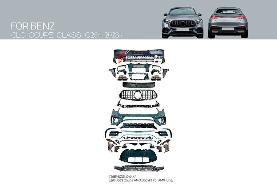 Buy Now CONVERSION BODY KIT for MERCEDES BENZ GLC CLASS AMG COUPE C254 LINE 2023+ UPGRADE to AMG C254 GLC63 2023+ and upgrade car parts from SIR Tuning at the Best Price. Headlights, Tail lights, Bodykits, Navigations, body kit and more - Fast & Free Shipping within Europe, US & Worldwide.