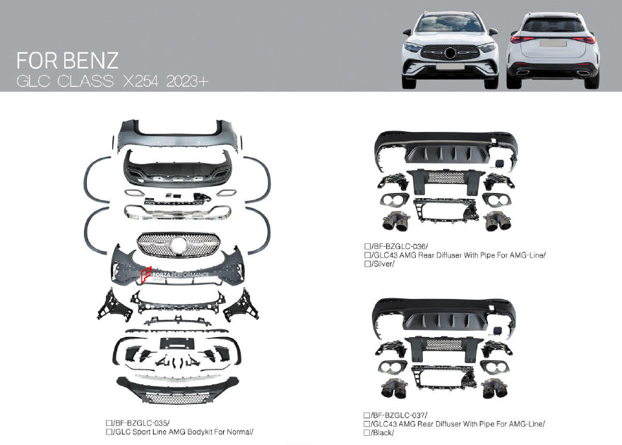 Buy Now CONVERSION BODY KIT FOR MERCEDES BENZ GLC X254 2023+ UPGRADE TO AMG LINE and upgrade car parts from SIR Tuning at the Best Price. Headlights, Tail lights, Bodykits, Navigations, body kit and more - Fast & Free Shipping within Europe, US & Worldwide.