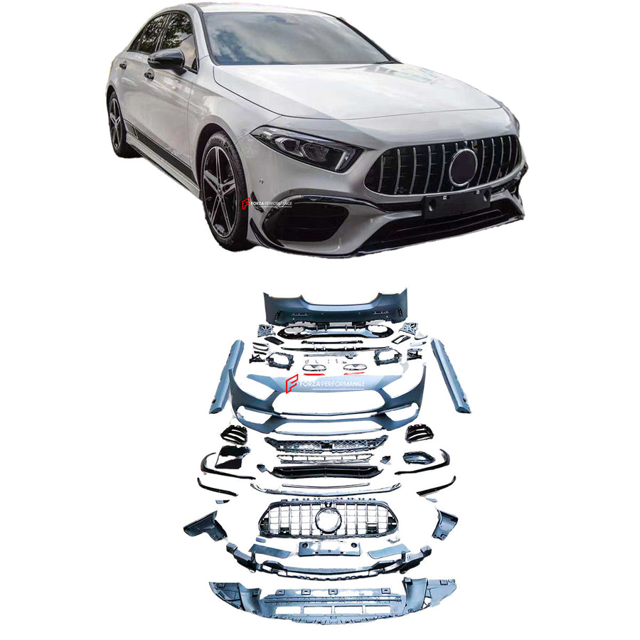 Buy Now CONVERSION BODY KIT for MERCEDES BENZ A CLASS W177 2018+ UPGRADE to A45S AMG FACELIFT and upgrade car parts from SIR Tuning at the Best Price. Headlights, Tail lights, Bodykits, Navigations, body kit and more - Fast & Free Shipping within Europe, US & Worldwide.