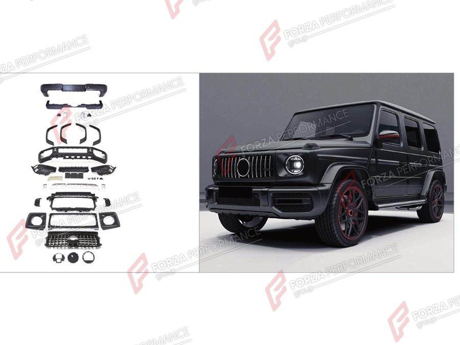 Buy Now CONVERSION BODY KIT for MERCEDES-BENZ G-CLASS W464 G500 G550 2019 - 2024 UPGRADE to G-CLASS W464 G63 2019 - 2024 and upgrade car parts from SIR Tuning at the Best Price. Headlights, Tail lights, Bodykits, Navigations, Body Kit and more - Fast & Free Shipping within Europe, US & Worldwide.