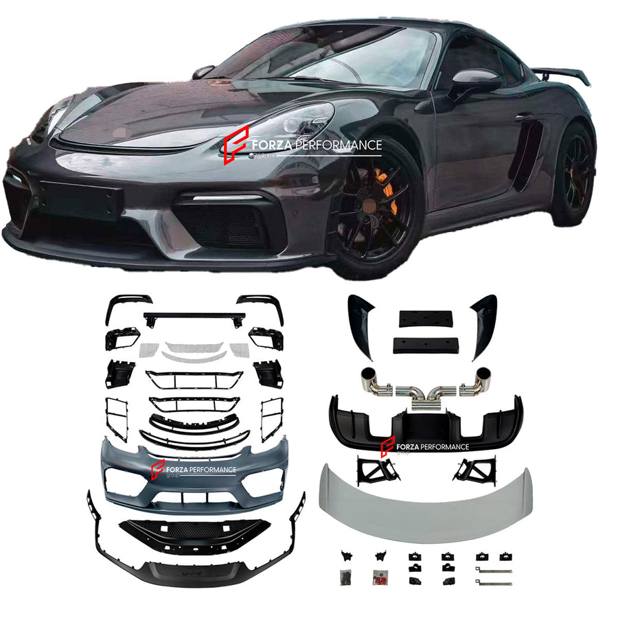Buy Now CONVERSION BODY KIT for PORSCHE 718 981 CAYMAN BOXSTER UPGRADE to GT4 2016+ and upgrade car parts from SIR Tuning at the Best Price. Headlights, Tail lights, Bodykits, Navigations, Carbon body kit and more - Fast & Free Shipping within Europe, US & Worldwide.
