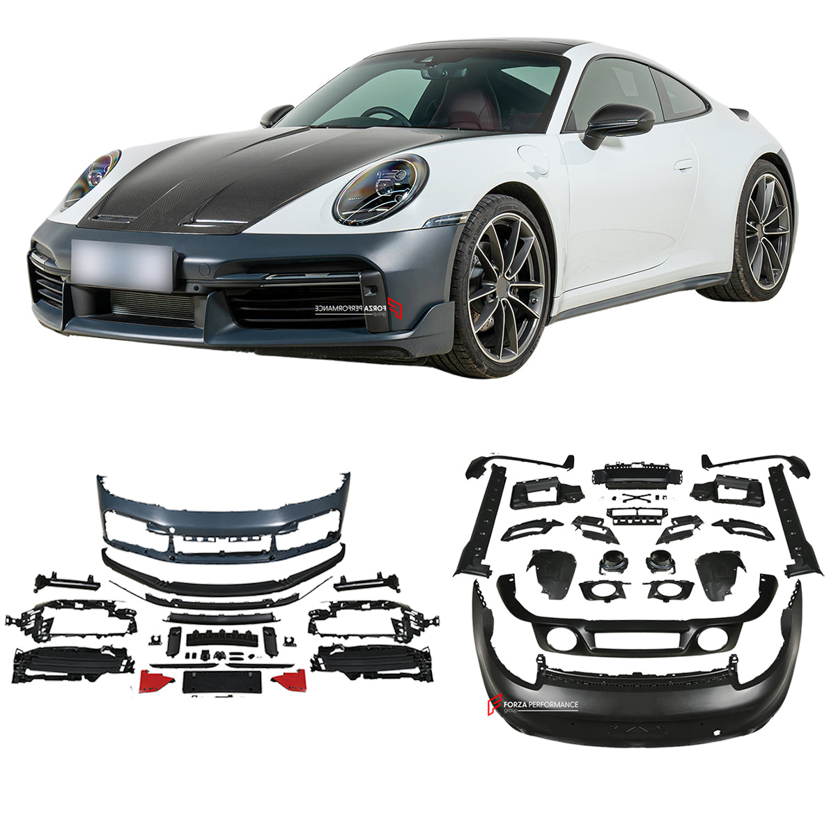 CONVERSION UPGRADE BODY KIT for PORSCHE 911 992.1 CARRERA 2019 - 2025 upgrade to TURBO S