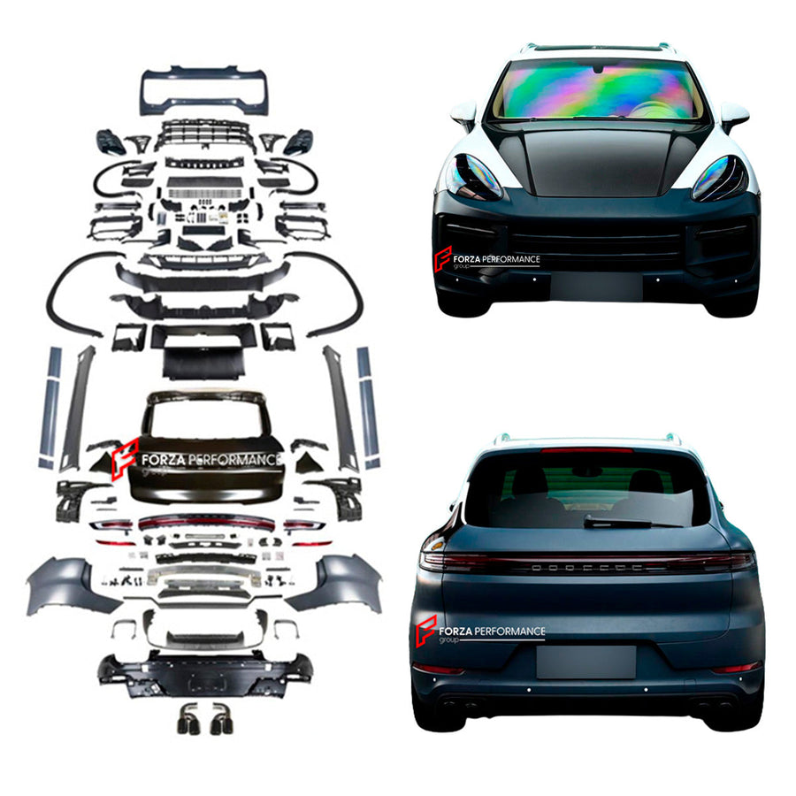 Buy Now CONVERSION BODY KIT for PORSCHE CAYENNE 958.1 2011 - 2014 to CAYENNE TURBO 9Y0.2 2024 and upgrade car parts from SIR Tuning at the Best Price. Headlights, Tail lights, Bodykits, Navigations, Carbon body kit and more - Fast & Free Shipping within Europe, US & Worldwide.