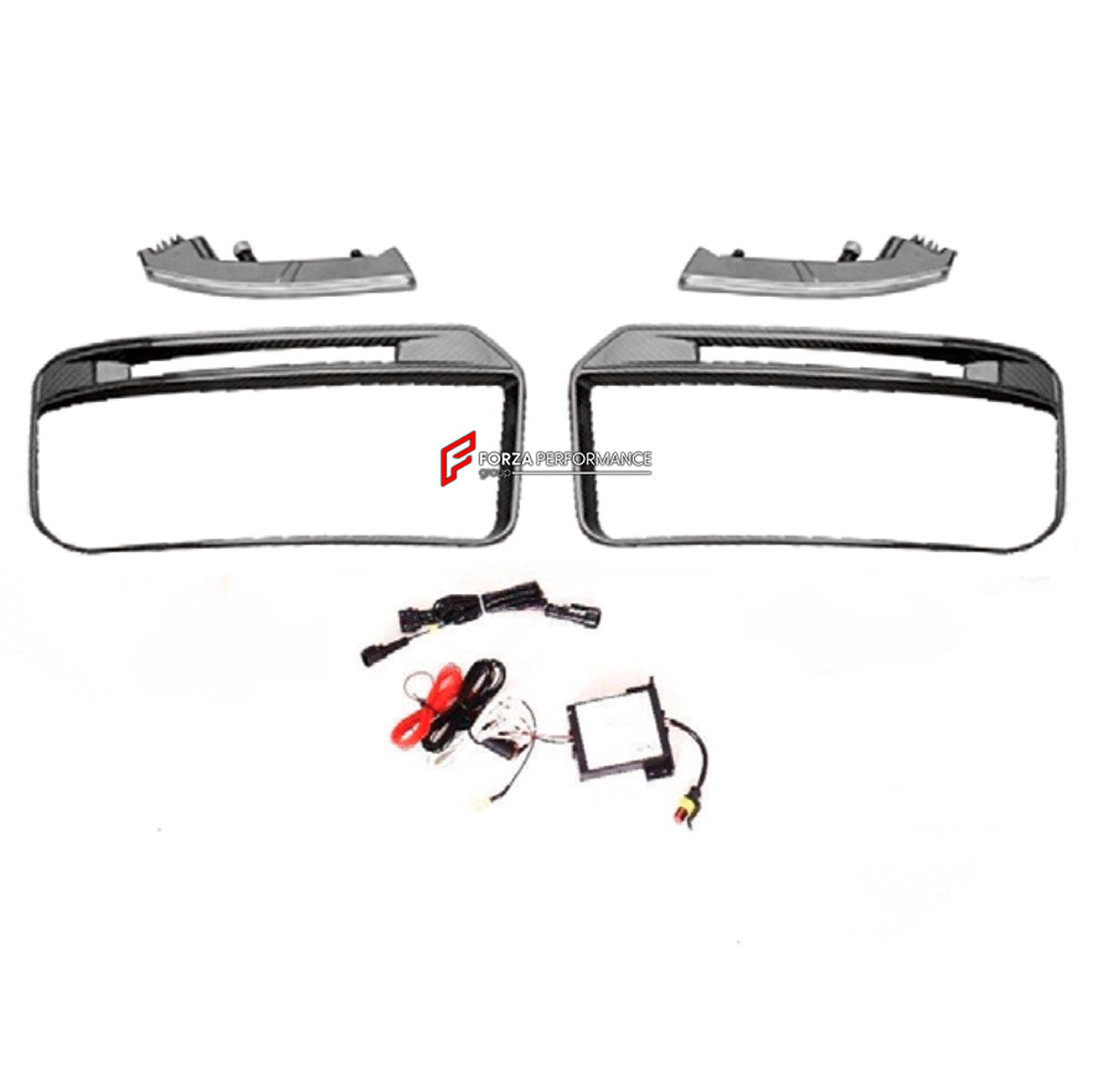 CONVERSION DRY CARBON FOG LIGHT COVERS for MERCEDES-BENZ G-CLASS W463 2008 - 2018 UPGRADE to G-CLASS W464 2019 - 2024