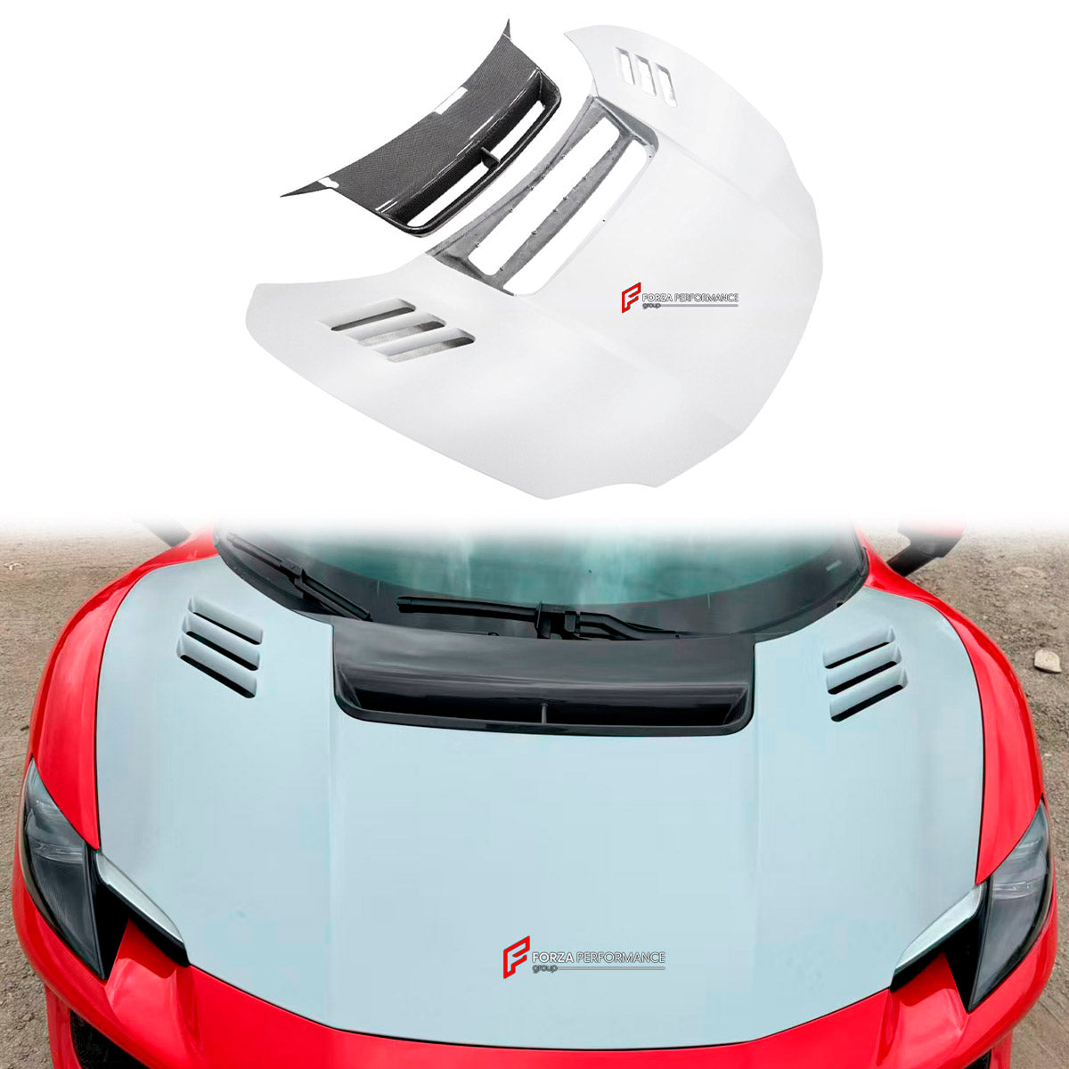 CONVERSION DRY CARBON HOOD BONNET for FERRARI 296 GTS GTB 2022+ UPGRADE to FERRARI 296 SPECIALE 2025+