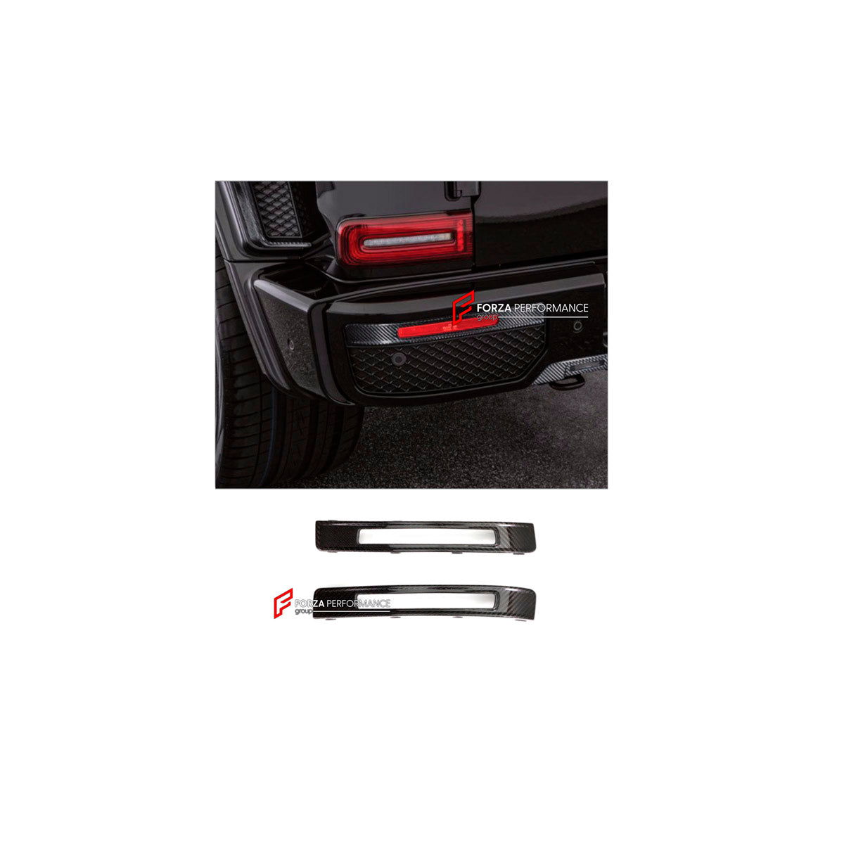 CONVERSION DRY CARBON REAR BUMPER TRIMS for MERCEDES-BENZ G-CLASS W463 2008 - 2018 UPGRADE to G-CLASS W464 2019 - 2024