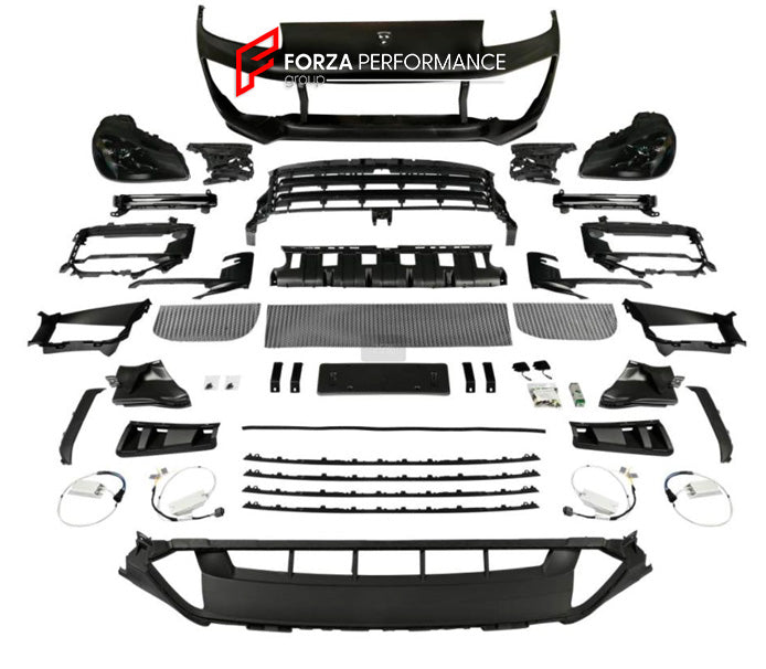 CONVERSION FRONT BUMPER ASSEMBLY and HEADLIGHTS for PORSCHE CAYENNE E1 9PA 957 FACELIFT 2007 - 2010 UPGRADE to CAYENNE TURBO E3 9YA 9Y0.2  FACELIFT 2024+