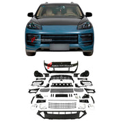 CONVERSION FRONT BUMPER ASSEMBLY and HEADLIGHTS for PORSCHE CAYENNE E1 9PA 957 FACELIFT 2007 - 2010 UPGRADE to CAYENNE TURBO E3 9YA 9Y0.2  FACELIFT 2024+