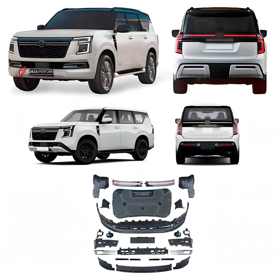 Buy Now CONVERSION FRONT BUMPER ASSEMBLY for NISSAN PATROL Y63 XE 2024+ UPGRADE to Y63 SE 2024+ and upgrade car parts from SIR Tuning at the Best Price. Headlights, Tail lights, Bodykits, Navigations, Body Kit and more - Fast & Free Shipping within Europe, US & Worldwide.