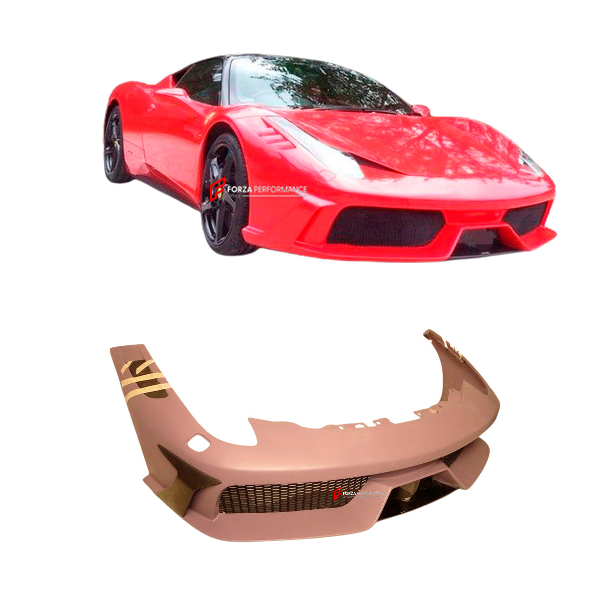 CONVERSION FRONT BUMPER for FERRARI 458 ITALIA SPIDER 2009 - 2015 UPGRADE to SPECIALE