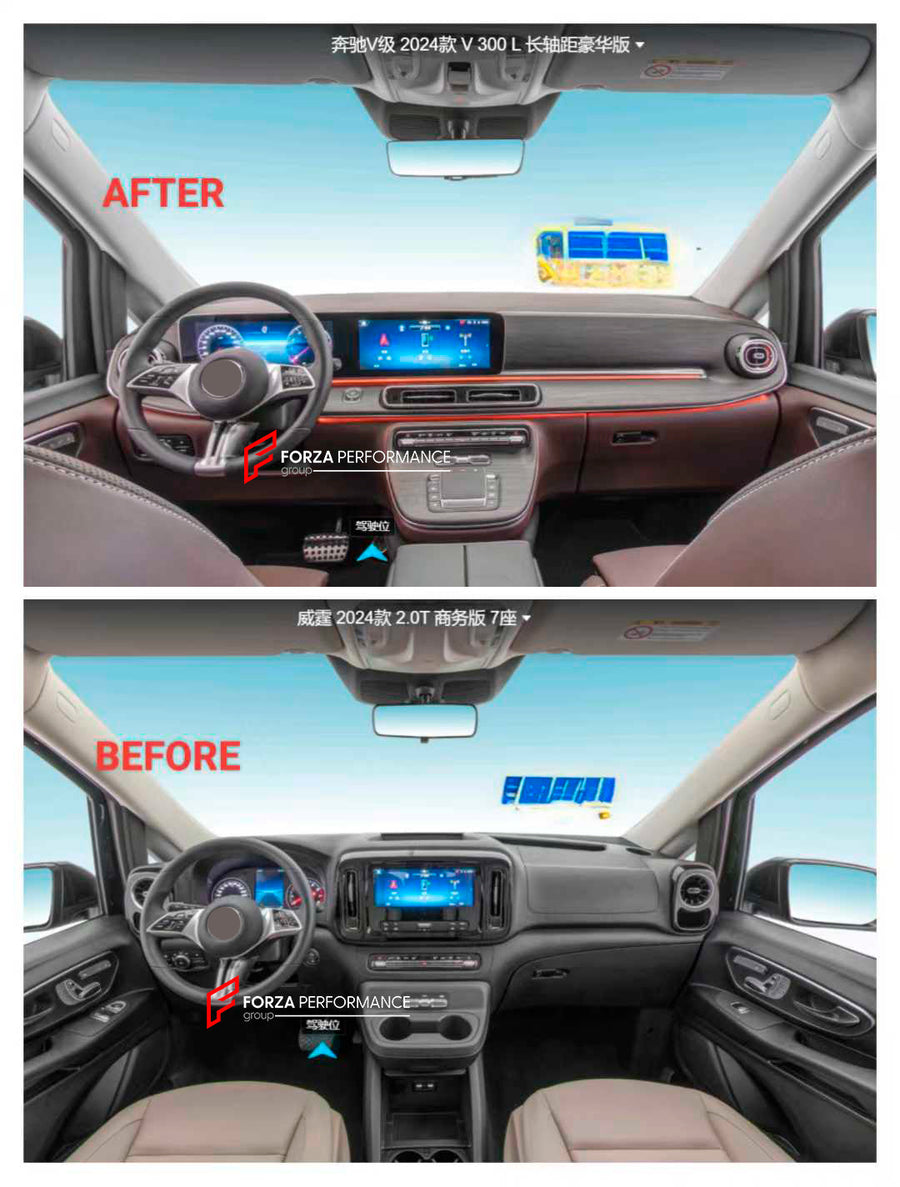 Buy Now CONVERSION INTERIOR KIT for MERCEDES BENZ VITO W447 FACELIFT 2018+ UPGRADE TO V CLASS W447 FACELIFT V300 2024+ and upgrade car parts from SIR Tuning at the Best Price. Headlights, Tail lights, Bodykits, Navigations, body kit and more - Fast & Free Shipping within Europe, US & Worldwide.