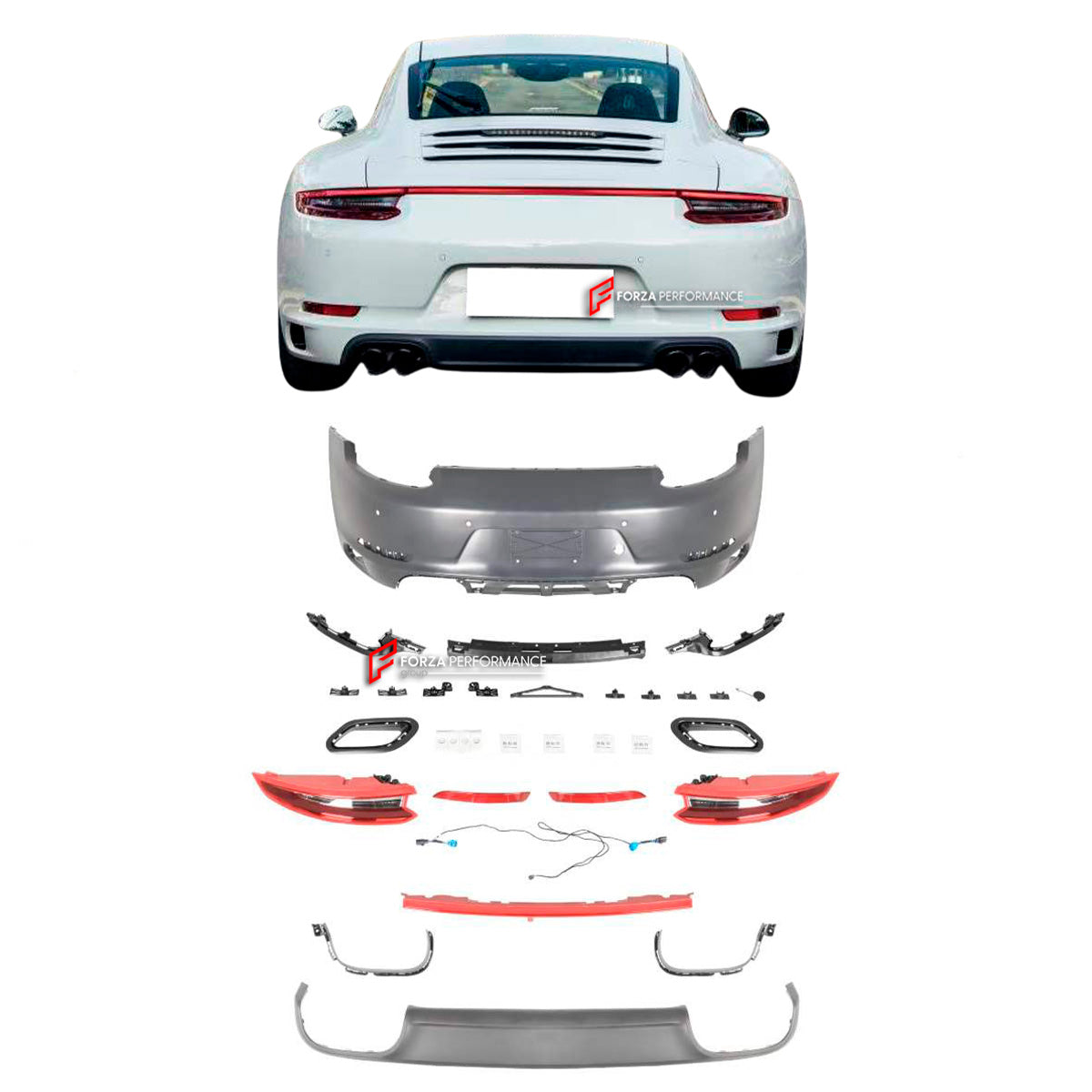 CONVERSION REAR BUMPER KIT for PORSCHE 911 991.1 CARRERA 2011 - 2017 upgrade to 991.2 CARRERA 2015 - 2020