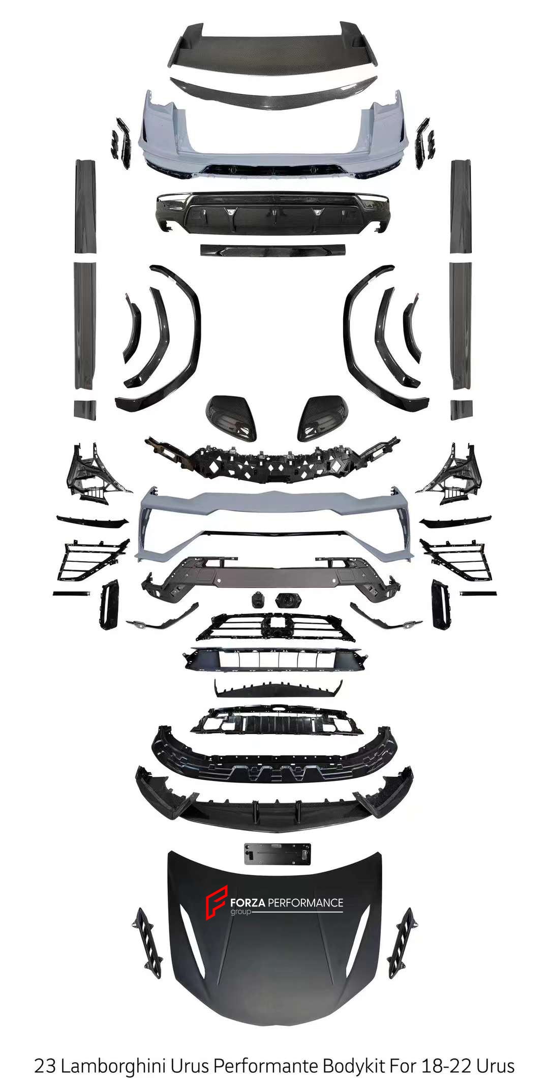 CONVERSION UPGRADE FACELIFT OLD TO NEW PLASTIC AND DRY CARBON BODY KIT FOR LAMBORGHINI URUS 2018-2022 UPGRADE TO PERFORMANTE 2023 STYLE