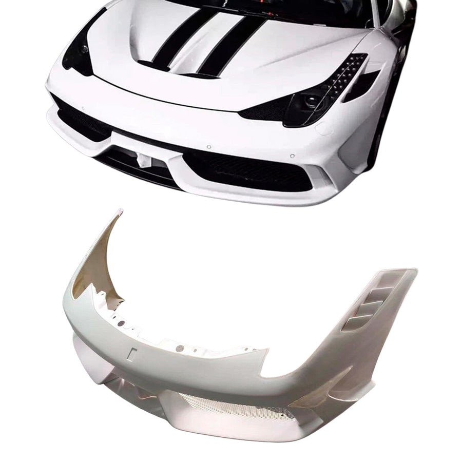 Buy Now CONVERSION UPGRADE FRONT BUMPER WITH HOOD BONNET for FERRARI 458 2009 - 2015 upgrade to SPECIALE and upgrade car parts from SIR Tuning at the Best Price. Headlights, Tail lights, Bodykits, Navigations, Carbon body kit and more - Fast & Free Shipping within Europe, US & Worldwide.