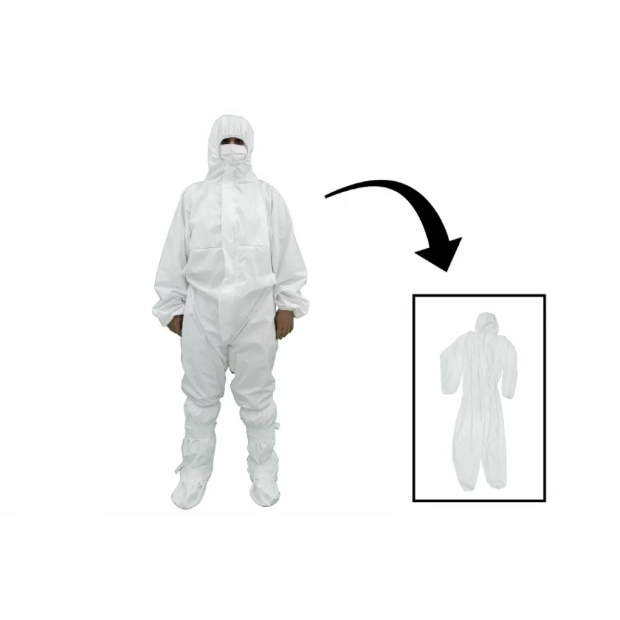 Coverall Overall Dustproof Workwear Jumpsuit Cotton and Polyethylene with Hood Washable size L, Waterproof, Washable – produc