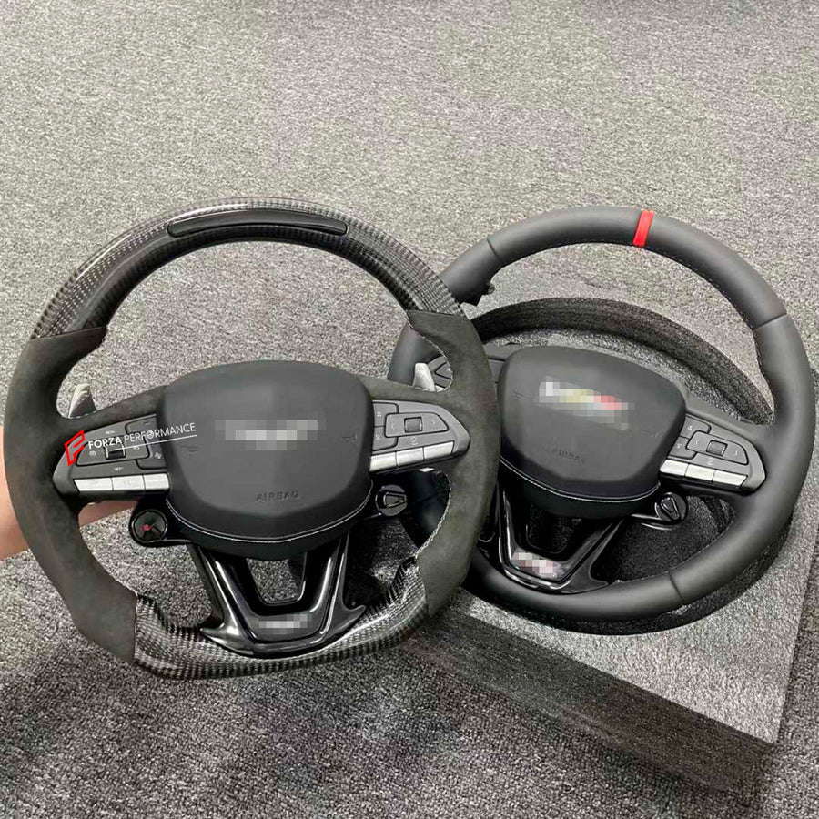 Buy Now CUSTOM STEERING WHEEL for CADILLAC CT5 - V BLACKWING 2020+ and upgrade car parts from SIR Tuning at the Best Price. Headlights, Tail lights, Bodykits, Navigations, steering wheel and more - Fast & Free Shipping within Europe, US & Worldwide.