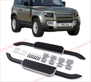 SIDE STEP RUNNING BOARDS for LAND ROVER DEFENDER 90 L663 2020+ (Black - Silver)
