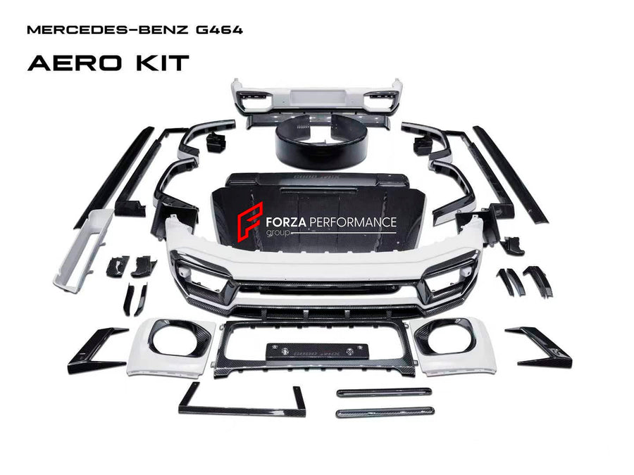 Buy Now DRY CARBON BODY KIT for MERCEDES BENZ G CLASS W463A W464 G350D G400D G500 G550 G63 AMG 2018 - 2024 and upgrade car parts from SIR Tuning at the Best Price. Headlights, Tail lights, Bodykits, Navigations, Carbon body kit and more - Fast & Free Shipping within Europe, US & Worldwide.
