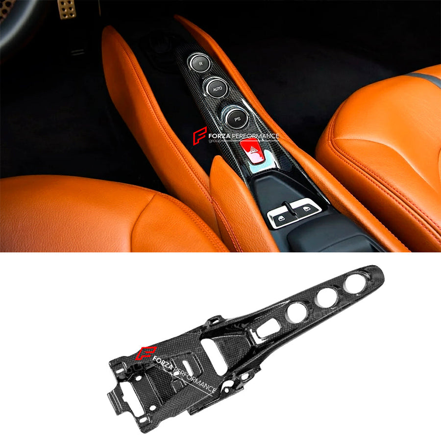 Buy Now DRY CARBON CENTER CONSOLE BRIDGE for FERRARI F8 TRIBUTO SPIDER 2019 - 2023 and upgrade car parts from SIR Tuning at the Best Price. Headlights, Tail lights, Bodykits, Navigations, body kit and more - Fast & Free Shipping within Europe, US & Worldwide.