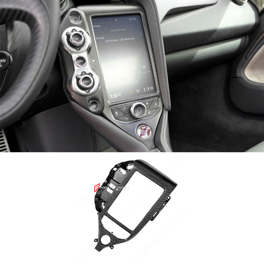 Buy Now DRY CARBON CENTER CONSOLE SCREEN TRIM for MCLAREN 720S 2017 - 2023 and upgrade car parts from SIR Tuning at the Best Price. Headlights, Tail lights, Bodykits, Navigations, Carbon body kit and more - Fast & Free Shipping within Europe, US & Worldwide.