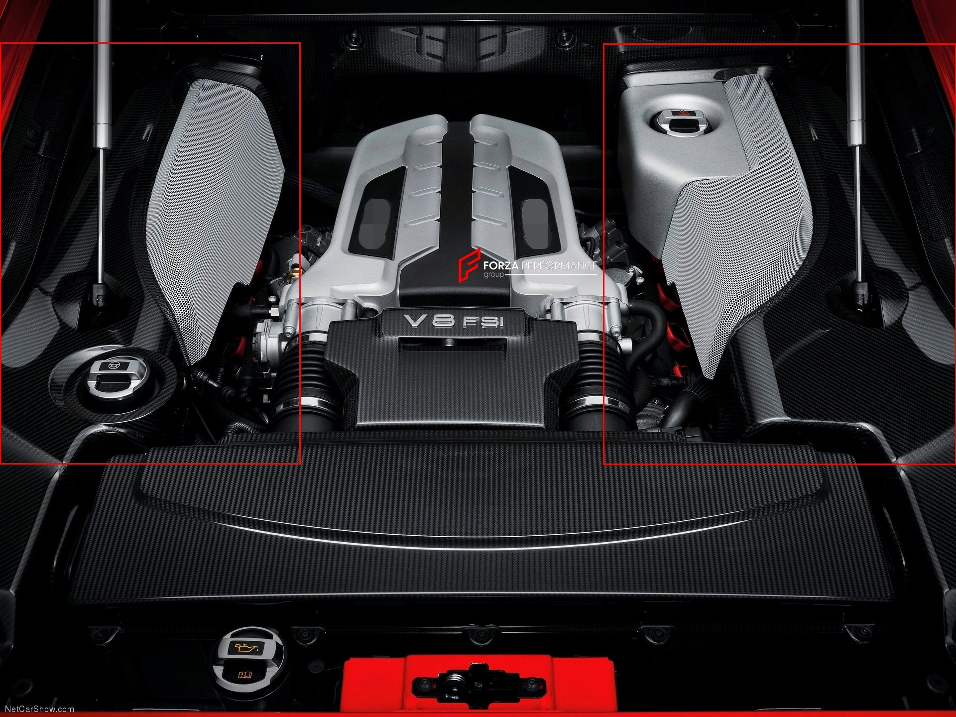 DRY CARBON ENGINE BAY AREA COVERS for AUDI R8 V8 V10 2007 - 2012