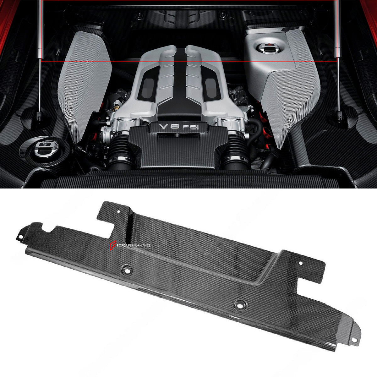 DRY CARBON ENGINE BAY FIREWALL SHIELD for AUDI R8 V8 V10 2007 - 2012