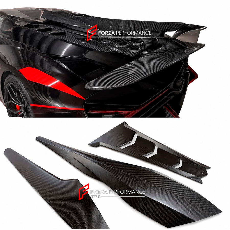 Buy Now DRY CARBON ENGINE COVER WITH SPOILER WING for LAMBORGHINI REVUELTO 2023+ and upgrade car parts from SIR Tuning at the Best Price. Headlights, Tail lights, Bodykits, Navigations, body kit and more - Fast & Free Shipping within Europe, US & Worldwide.