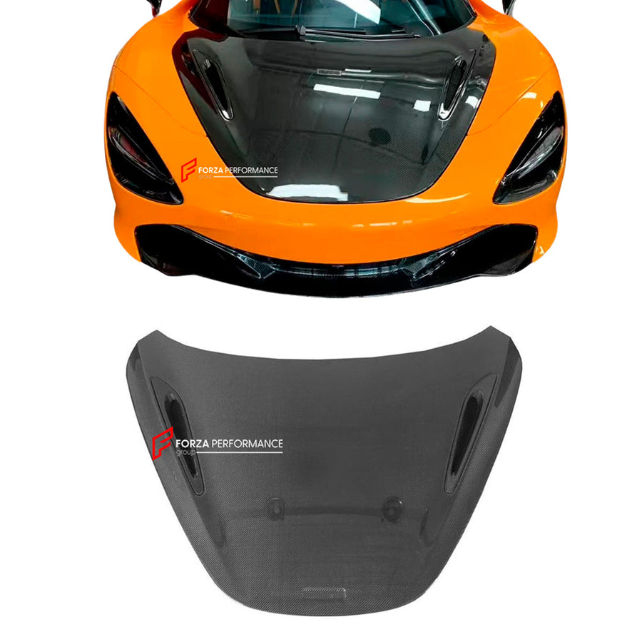 Buy Now DRY CARBON FIBER REPLACEMENT HOOD BONNET for MCLAREN 720S 2017 - 2023 and upgrade car parts from SIR Tuning at the Best Price. Headlights, Tail lights, Bodykits, Navigations, Carbon body kit and more - Fast & Free Shipping within Europe, US & Worldwide.