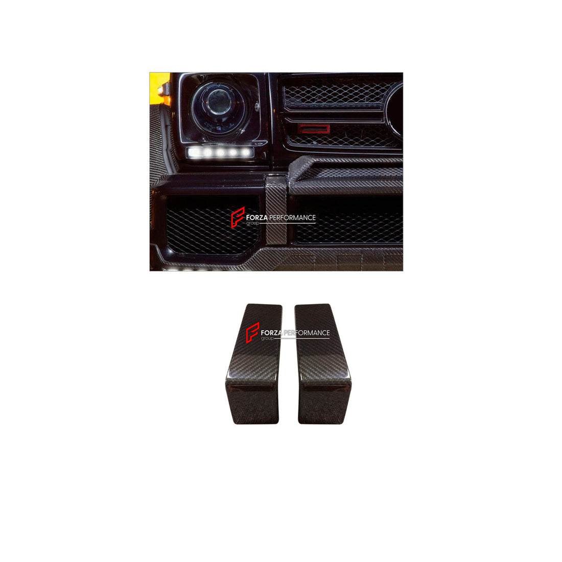Buy Now DRY CARBON FRONT BUMPER COVER TRIMS for MERCEDES-BENZ G-CLASS W463 G63 2008 - 2018 and upgrade car parts from SIR Tuning at the Best Price. Headlights, Tail lights, Bodykits, Navigations, Body Kit and more - Fast & Free Shipping within Europe, US & Worldwide.