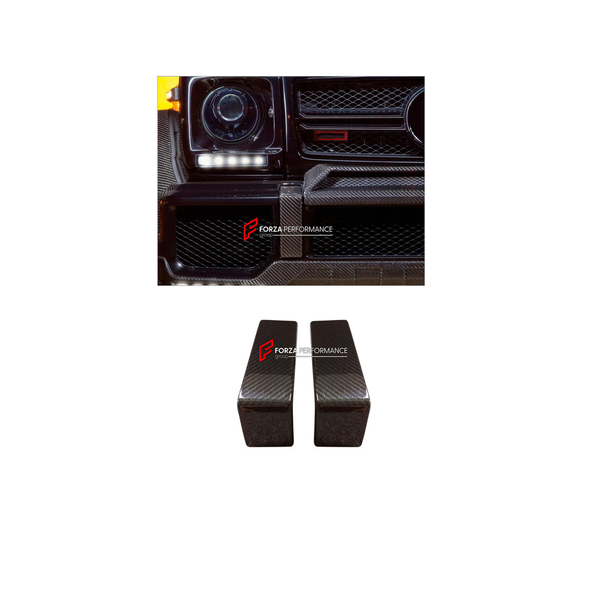 DRY CARBON FRONT BUMPER COVER TRIMS for MERCEDES-BENZ G-CLASS W463 G63 2008 - 2018