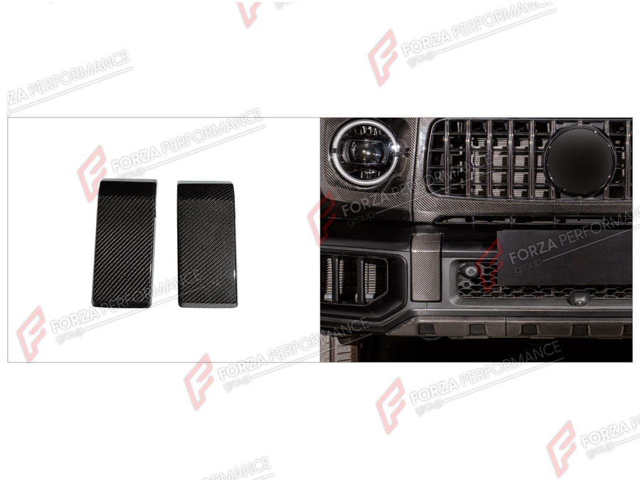 Buy Now DRY CARBON FRONT BUMPER COVER TRIMS for MERCEDES-BENZ G-CLASS W465 G63 G450D G500 G550 2025+ and upgrade car parts from SIR Tuning at the Best Price. Headlights, Tail lights, Bodykits, Navigations, Body Kit and more - Fast & Free Shipping within Europe, US & Worldwide.