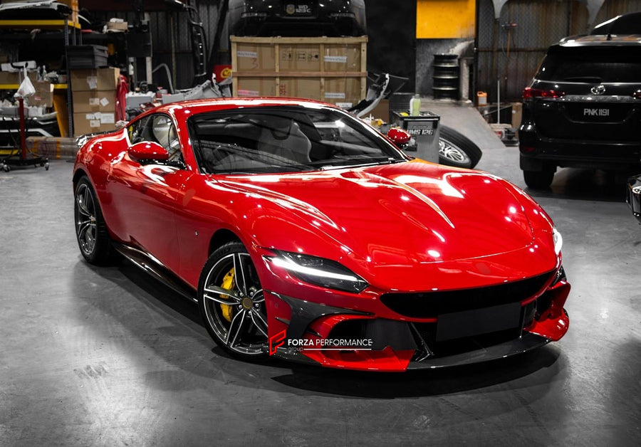 Buy Now DRY CARBON FRONT BUMPER for FERRARI ROMA 2019+ and upgrade car parts from SIR Tuning at the Best Price. Headlights, Tail lights, Bodykits, Navigations, Carbon body kit and more - Fast & Free Shipping within Europe, US & Worldwide.