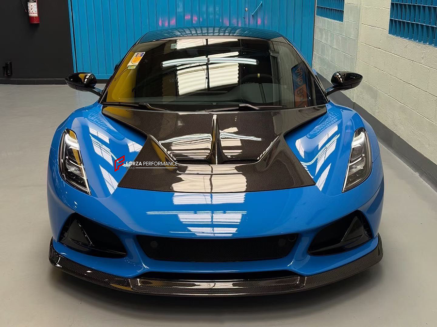 Buy Now DRY CARBON FRONT LID HOOD BONNET WITH SIDE AIR INTAKE TRIM for LOTUS EMIRA 2022+ and upgrade car parts from SIR Tuning at the Best Price. Headlights, Tail lights, Bodykits, Navigations, Carbon body kit and more - Fast & Free Shipping within Europe, US & Worldwide.