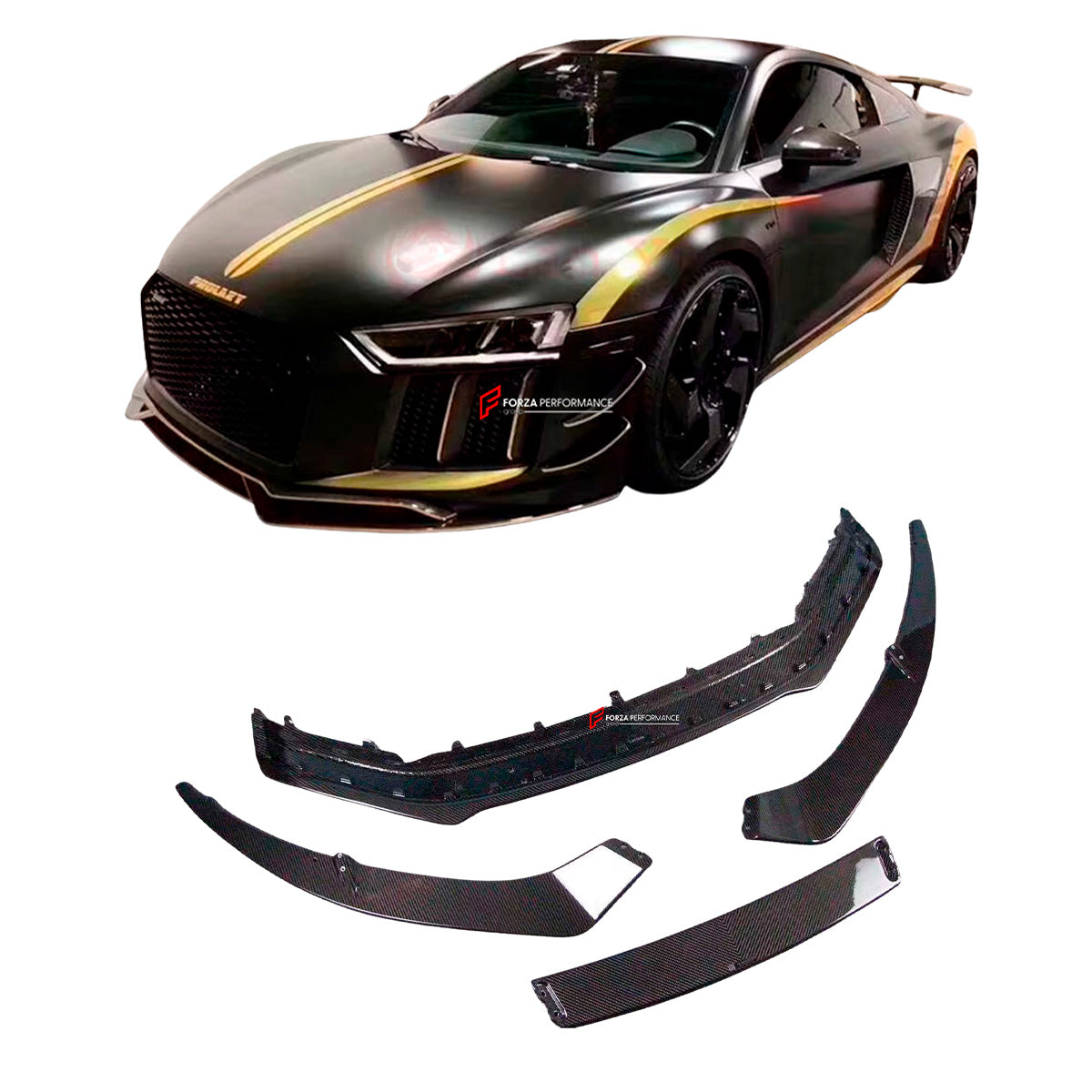 DRY CARBON FRONT LIP for AUDI R8 4S 2015 - 2018