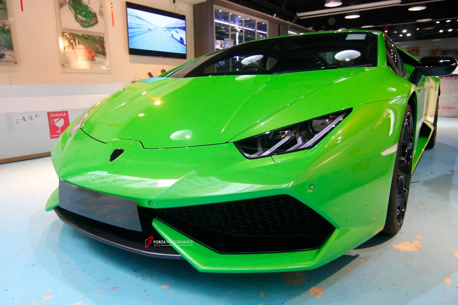 DRY CARBON FRONT LIP for LAMBORGHINI HURACAN LP610 COUPE SPYDER 2014 - 2019