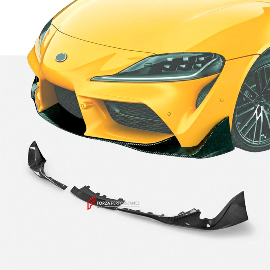 Buy Now DRY CARBON FRONT LIP for TOYOTA GR SUPRA A90 2019+ and upgrade car parts from SIR Tuning at the Best Price. Headlights, Tail lights, Bodykits, Navigations, body kit and more - Fast & Free Shipping within Europe, US & Worldwide.