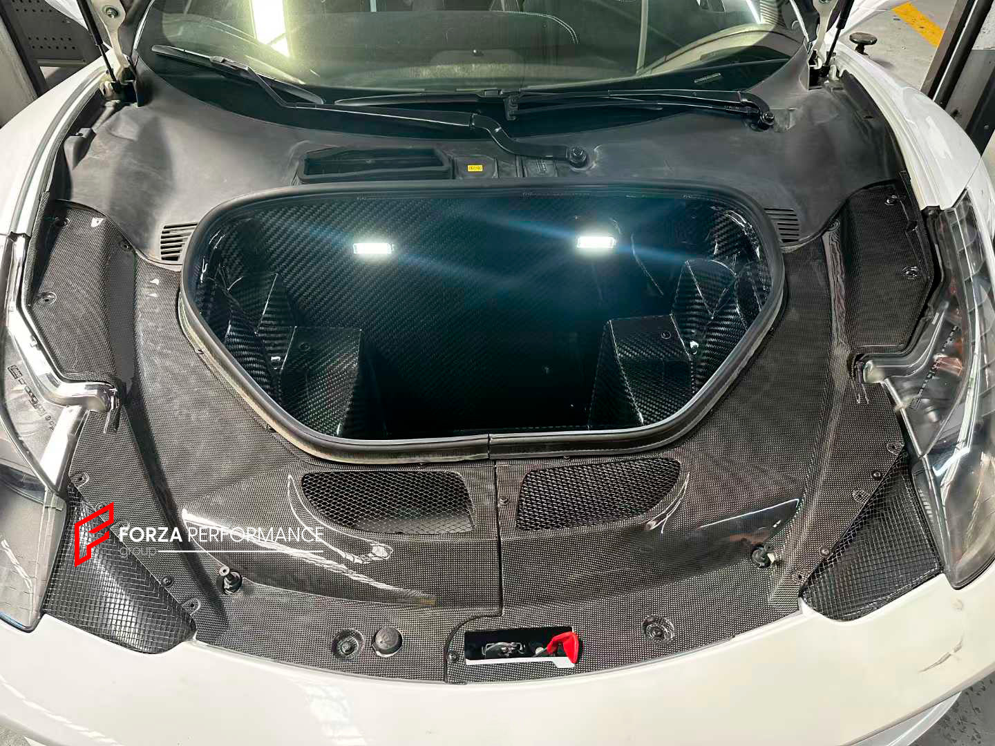 DRY CARBON FRONT TRUNK STORAGE BOX with TRIMS for FERRARI 458 SPECIALE 2013 - 2016