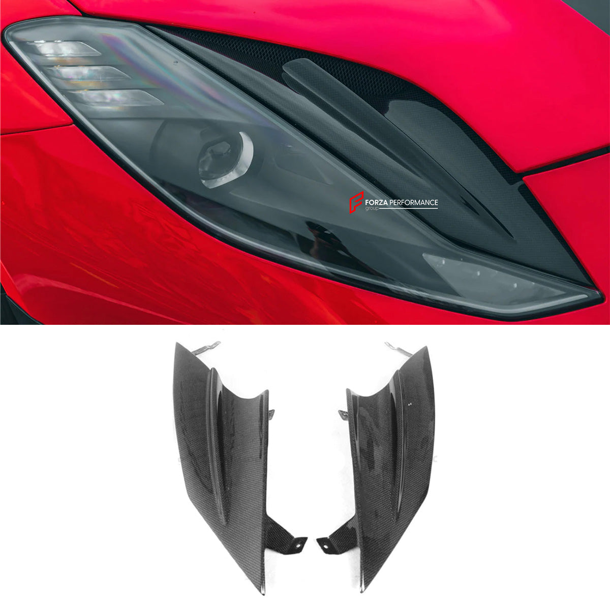 DRY CARBON HEADLIGHTS AIR VENTS for FERRARI 812 SUPERFAST GTS 2017 - 2024