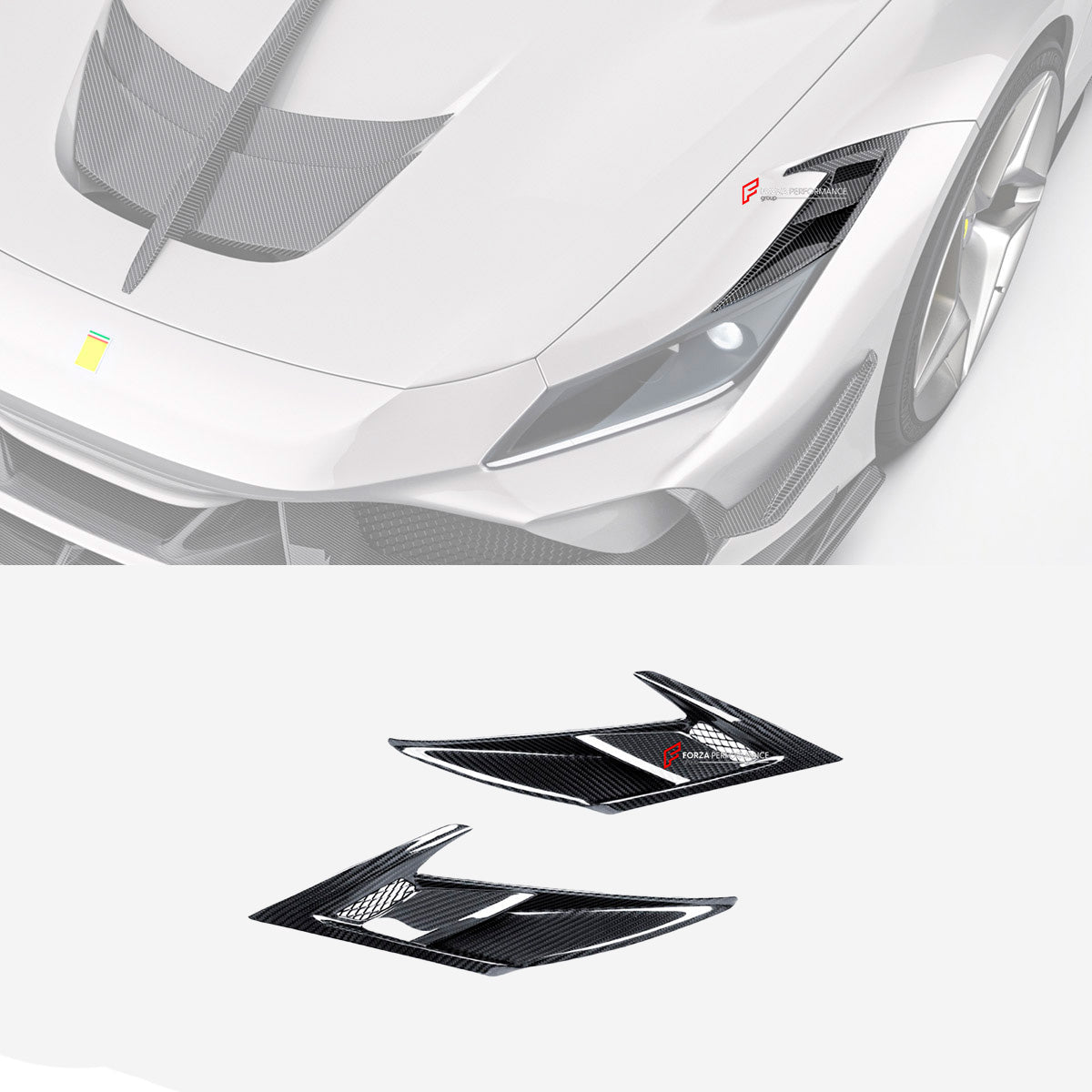 DRY CARBON HEADLIGHTS VENTS TRIM for FERRARI F8 2019 - 2022
