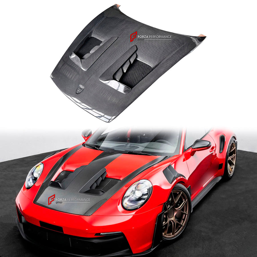 Buy Now DRY CARBON HOOD BONNET for PORSCHE 911 992 2019+ and upgrade car parts from SIR Tuning at the Best Price. Headlights, Tail lights, Bodykits, Navigations, body kit and more - Fast & Free Shipping within Europe, US & Worldwide.