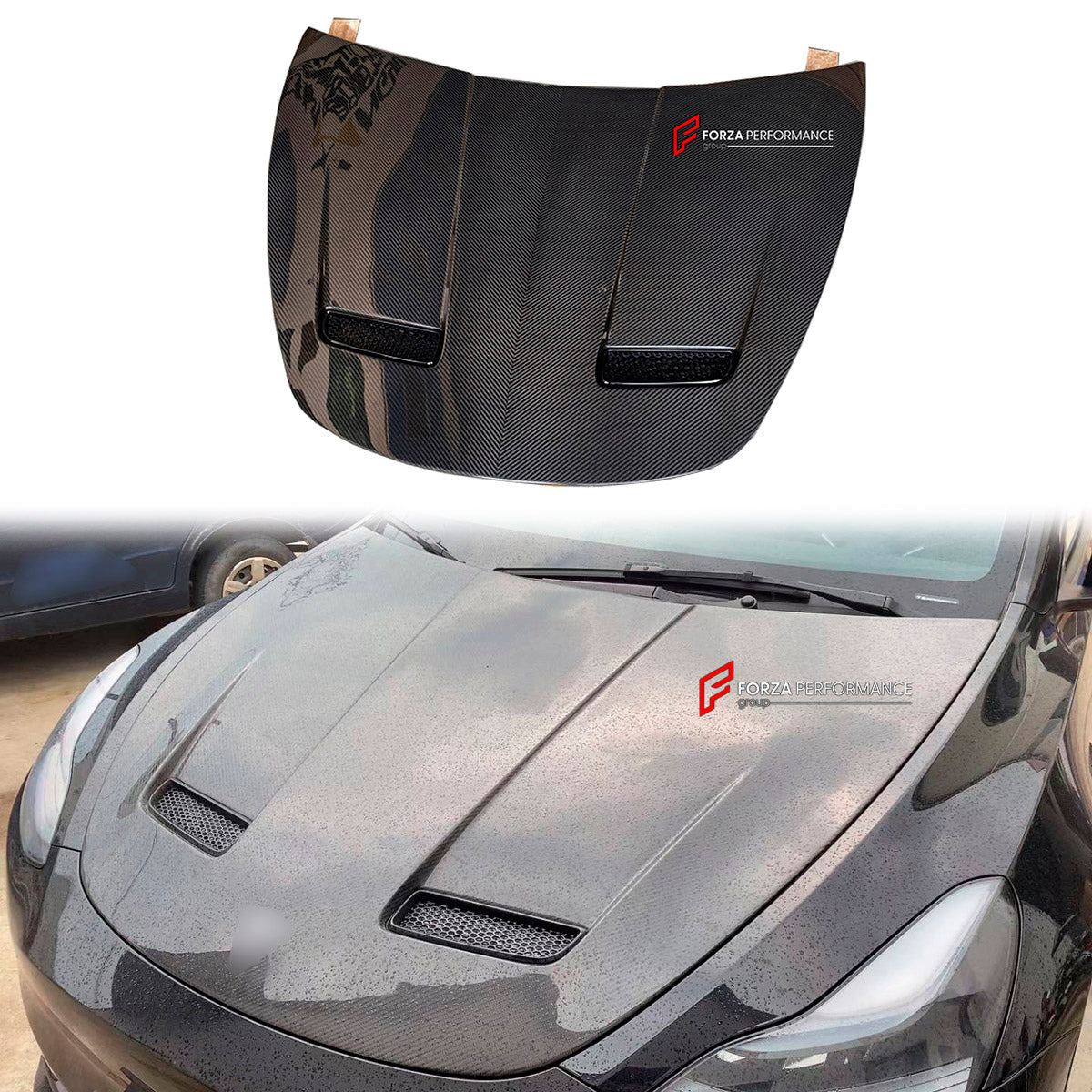 DRY CARBON HOOD BONNET for TESLA MODEL Y 2020 - 2025
