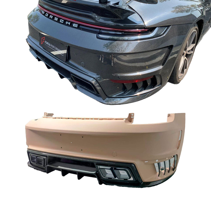 Buy Now DRY CARBON REAR BUMPER FOR PORSCHE 992 CARRERA 2019 - 2025 and upgrade car parts from SIR Tuning at the Best Price. Headlights, Tail lights, Bodykits, Navigations, body kit and more - Fast & Free Shipping within Europe, US & Worldwide.