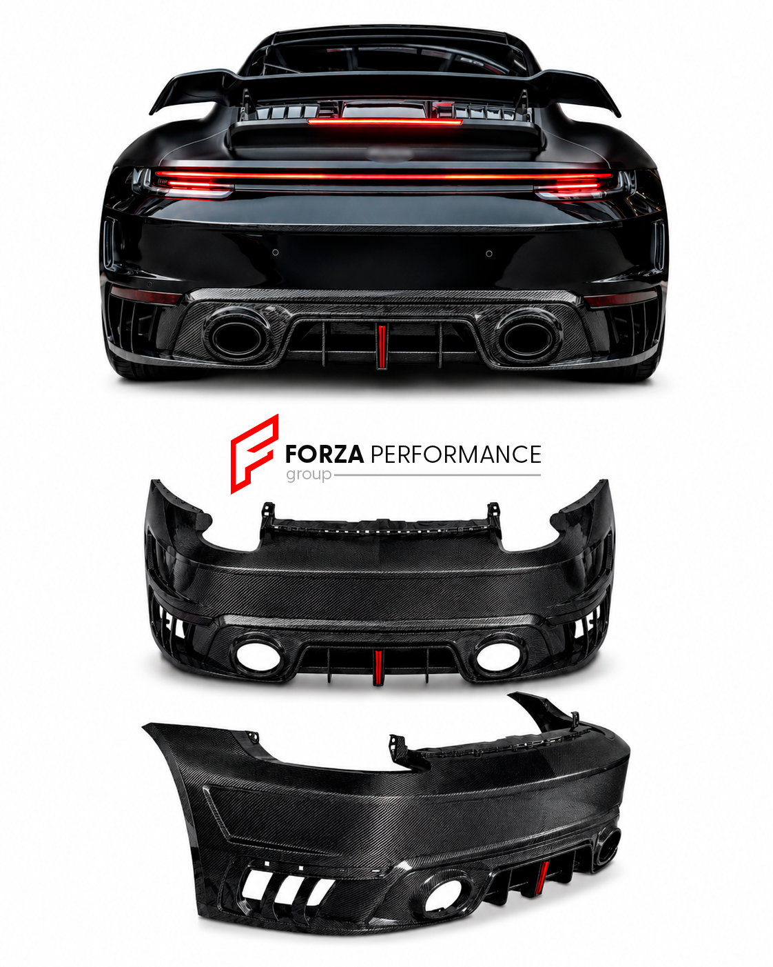 DRY CARBON REAR BUMPER with REAR DIFFUSER  for PORSCHE 911 992.1 TURBO S T 2020 - 2025