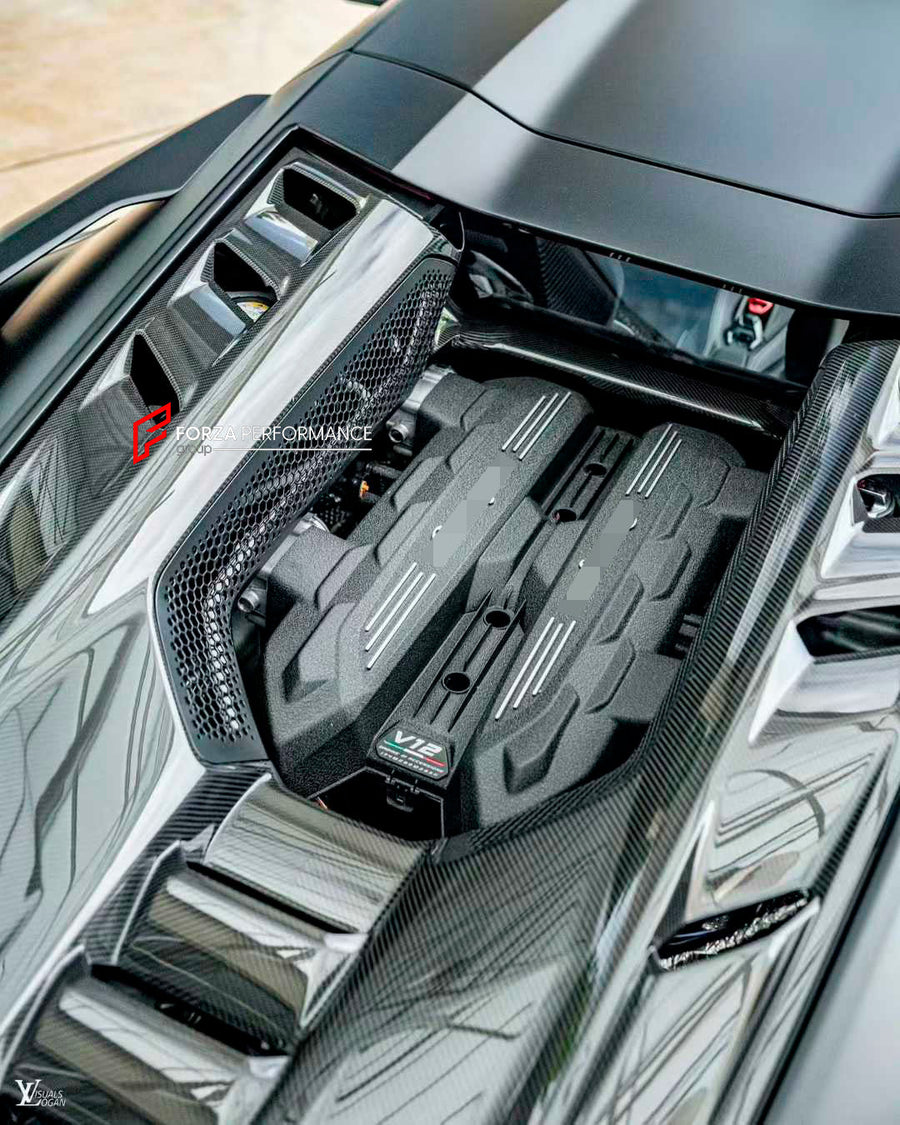 Buy Now DRY CARBON REPLACEMENT REAR ENGINE BAY AREA COVER for LAMBORGHINI REVUELTO 2023+ and upgrade car parts from SIR Tuning at the Best Price. Headlights, Tail lights, Bodykits, Navigations, Carbon body kit and more - Fast & Free Shipping within Europe, US & Worldwide.