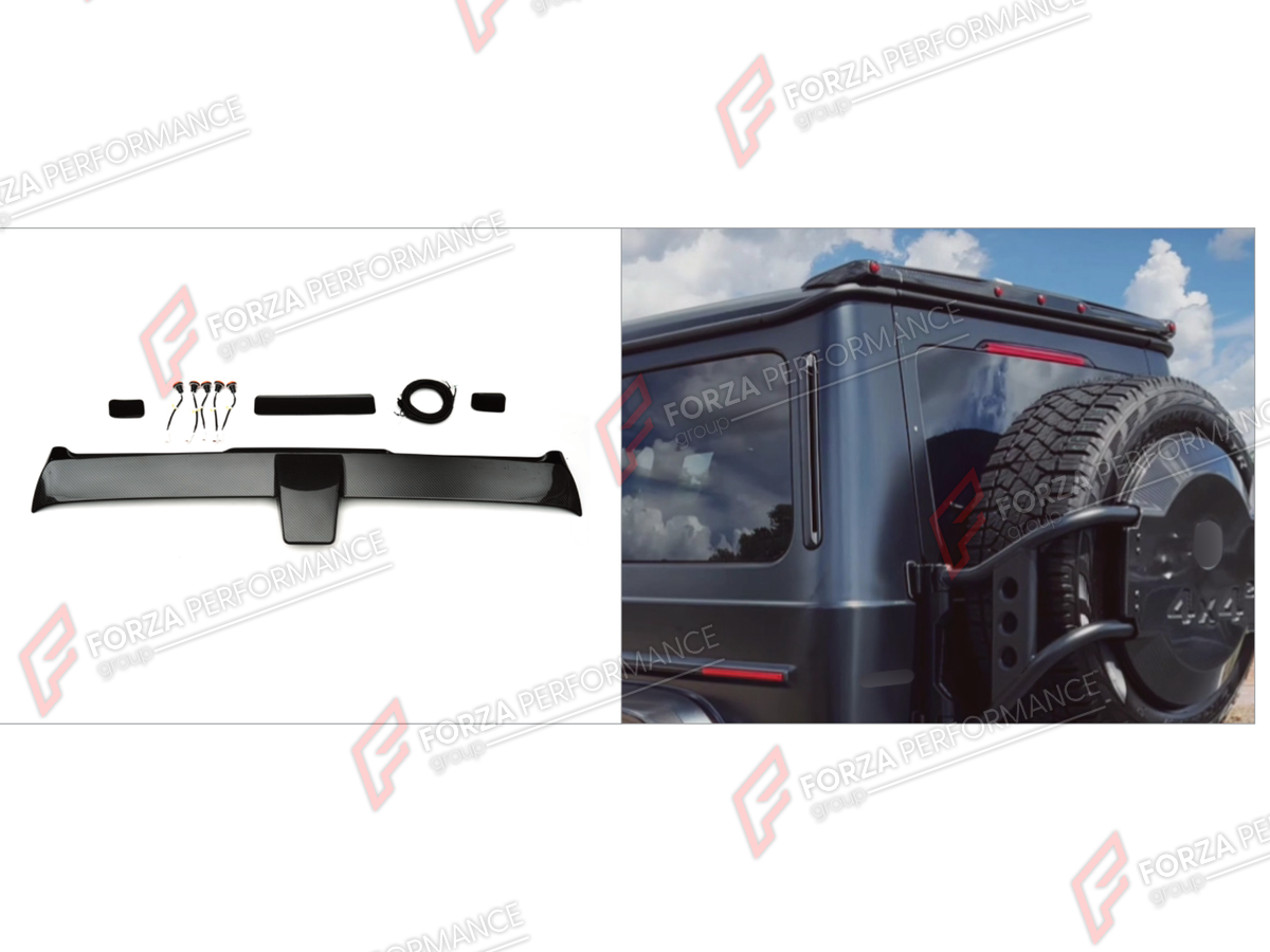 DRY CARBON ROOF SPOILER WITH LED LIGHTS for MERCEDES-BENZ G-CLASS W464 4X4 2019 - 2024