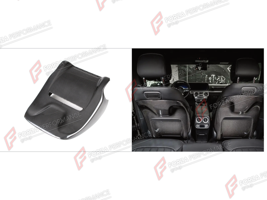 Buy Now DRY CARBON SEAT BACK COVERS for MERCEDES-BENZ G-CLASS W464 G63 G350 G350D G400D G500 G550 2019 - 2024 and upgrade car parts from SIR Tuning at the Best Price. Headlights, Tail lights, Bodykits, Navigations, Body Kit and more - Fast & Free Shipping within Europe, US & Worldwide.
