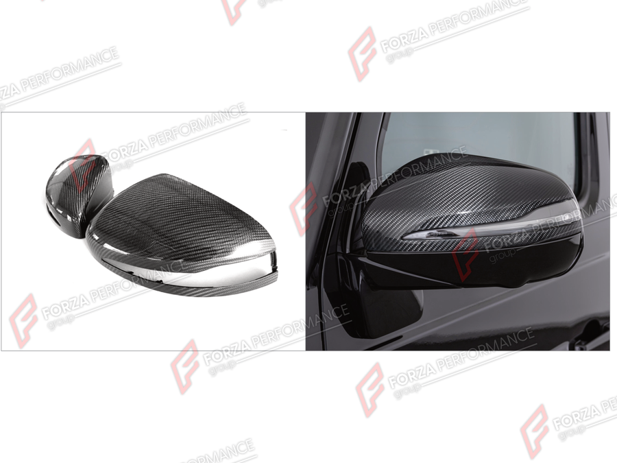 Buy Now DRY CARBON SIDE MIRROR COVERS for MERCEDES-BENZ G-CLASS W465 G63 G450D G500 G550 2025+ and upgrade car parts from SIR Tuning at the Best Price. Headlights, Tail lights, Bodykits, Navigations, Body Kit and more - Fast & Free Shipping within Europe, US & Worldwide.